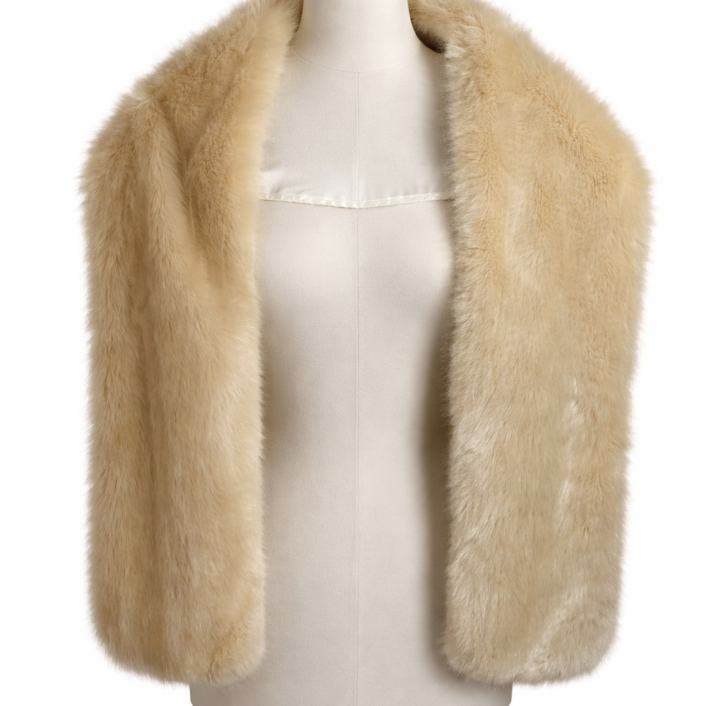 Elegant Tan Faux Fur Stole